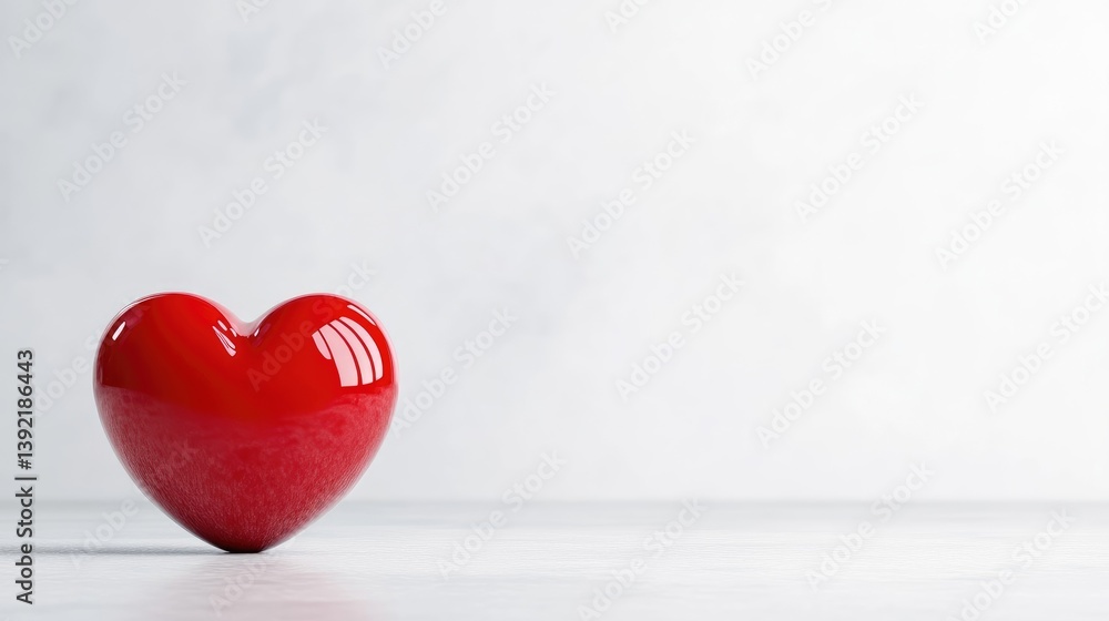 Fototapeta premium Single red heart on a light surface