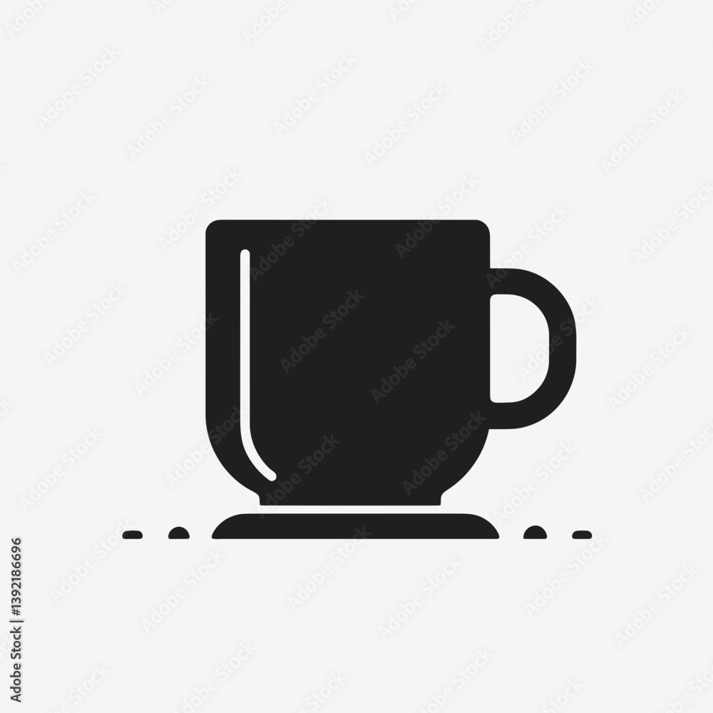 very simple flat and single minimalist Coffee Mug Base Silhouette in black on a white background very simple flat and single minimalist Coffee Mug Base Silhouette in black on a white background
