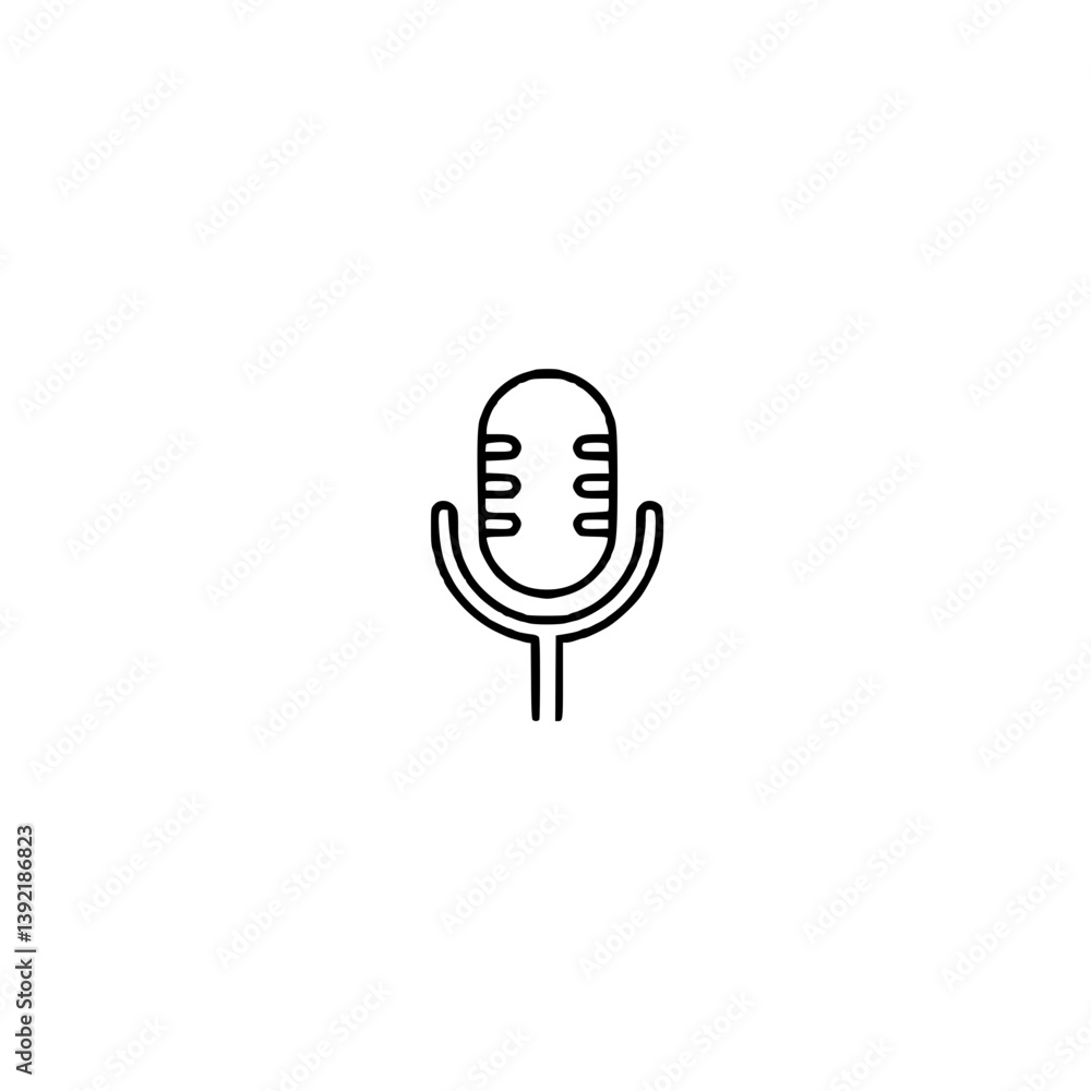 Microphone icon representing audio content and sound in a minimalistic style Microphone icon representing audio content and sound in a minimalistic style