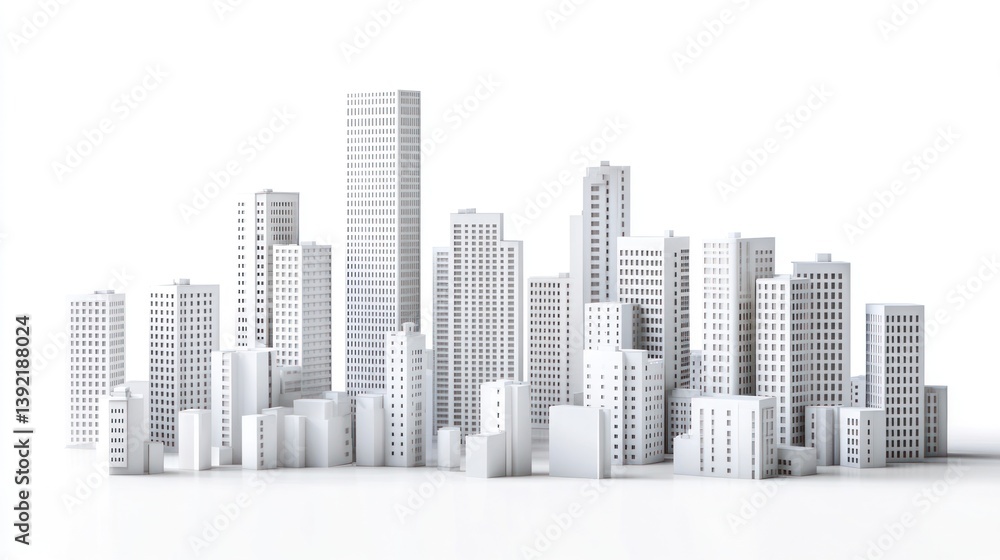 3D model cityscape, minimalist architecture, urban landscape, stock photo 3D model cityscape, minimalist architecture, urban landscape, stock photo