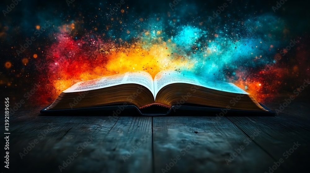 Open Holy Book with Magical Glow, and Spiritual Power.