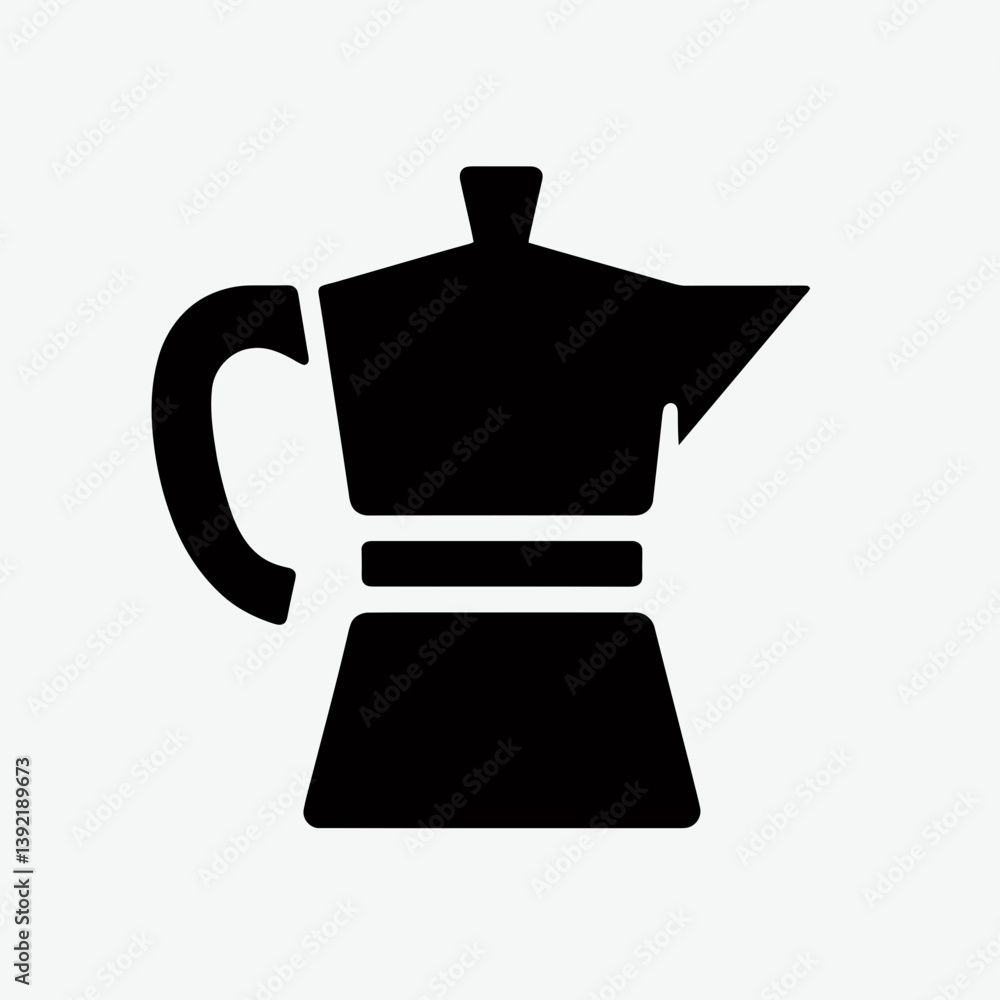 Obraz premium very simple flat and single minimalist Coffee Pot Spout Silhouette in black on a white background