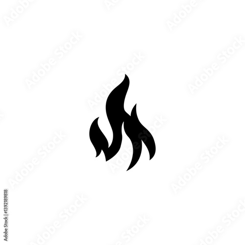Minimalist black flame icon for diverse applications.