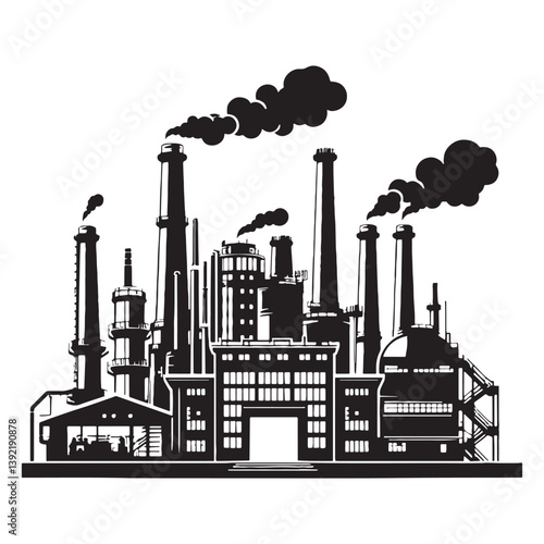 Old Factory silhouette, representing the evolution of industry through the years – Factory illustration – Factory vector – Building silhouette

