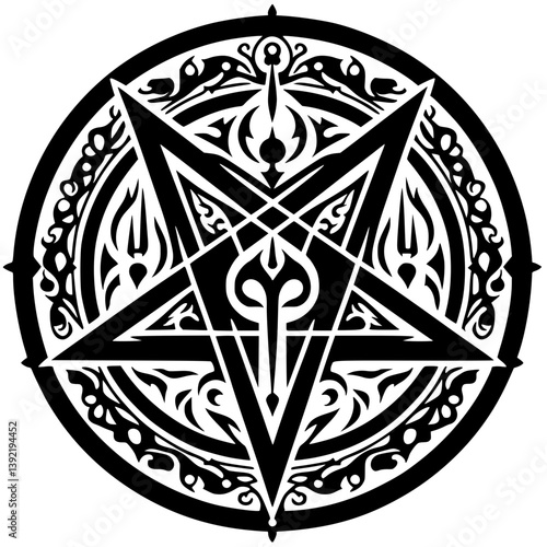 Satanic inverted star symbol silhouette