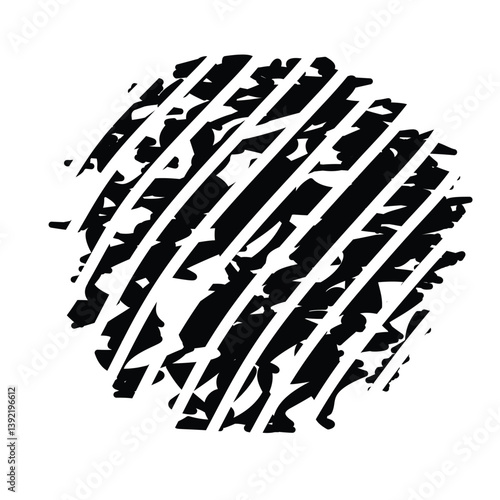 An abstract vector showing a single circle filled with rough sketch lines, creating a chaotic yet intriguing pattern against a white background.

