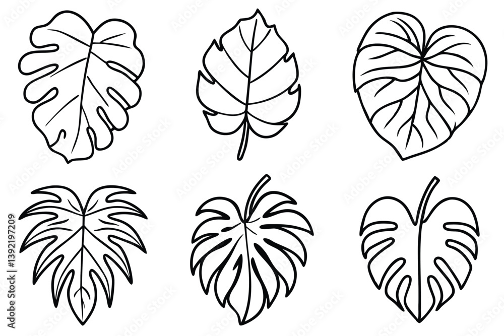 Obraz premium Monstera Leaf Line Art Elegant Design for Home Printing