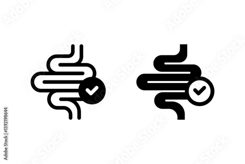 healthy gut icon set. Represents digestive health, gastroenterology, intestinal wellbeing, and medical checkup. suitable for health and wellness related designs