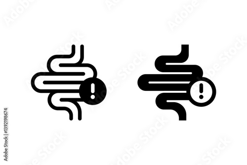 Intestine Problem Icon. Digestive System Warning Sign