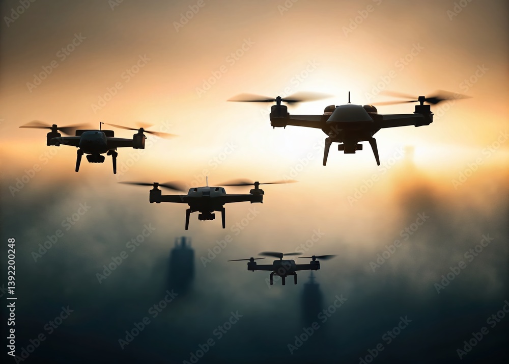 Drone Silhouette Collection: Elegant Black & White Aerial Photography Illustrations Drone Silhouette Collection: Elegant Black & White Aerial Photography Illustrations