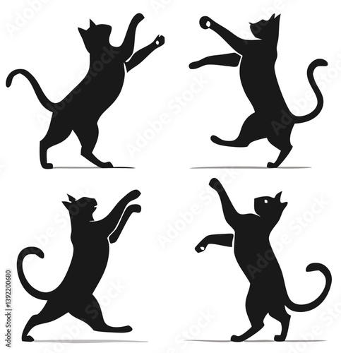 Playful Musical Cats Illustration Set, vector design and Cat Listen Music Cartoon Cute Dance Pussy Cat. Adobe Illustrator Artwork