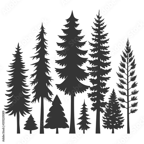 Forest Silhouette with Pine Trees