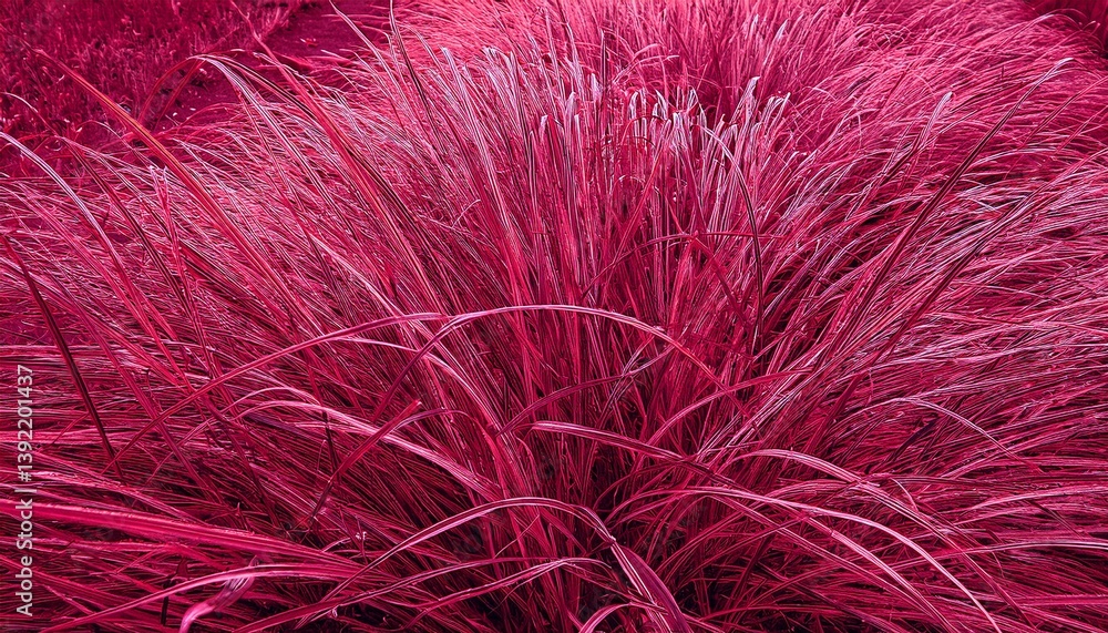 Obraz premium Toned grass. Viva magenta color. Trend 2023. Background for design. Plant, leaves. Monochrom