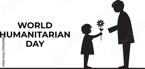 Celebrating World Humanitarian Day | world humanist day poster | Figures and Heart Symbol | Awareness month Vector Banner Template Observed On August | Unity, Love, Support Concept