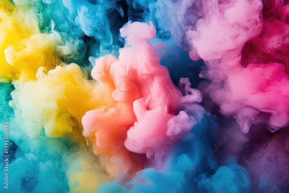 Fototapeta premium Vibrant swirling clouds of color in a mesmerizing display. blending hues of pink. yellow. and blue. creating an abstract background perfect for artistic projects