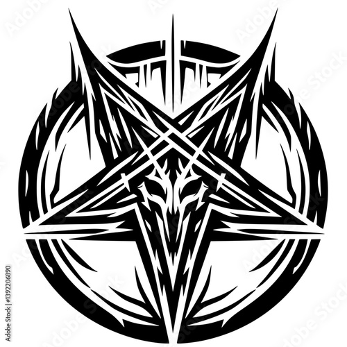 Satanic inverted star symbol silhouette