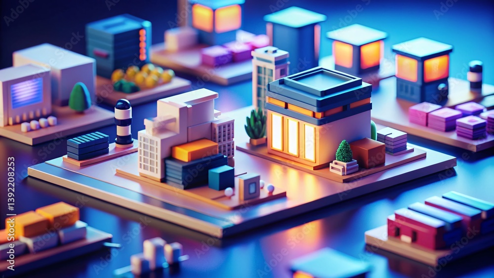 Easy UI Design, Data Upload, Online Shopping: Tilt-Shift Miniature RGB Color Illustrations Easy UI Design, Data Upload, Online Shopping: Tilt-Shift Miniature RGB Color Illustrations