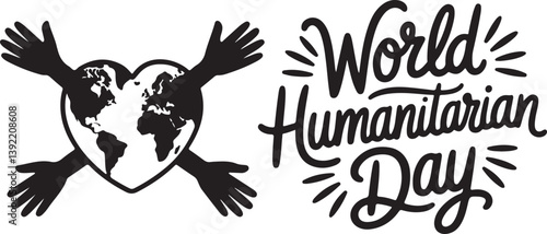 World Humanitarian Day background design | Depicting Hands Holding Heart Shaped Earth | Banner template | Care help | vector illustration for world humanitarian day 