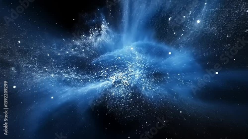 Wallpaper Mural Stunning cosmic explosion of blue and white particles in a dark space background, creating a vibrant nebula effect Torontodigital.ca