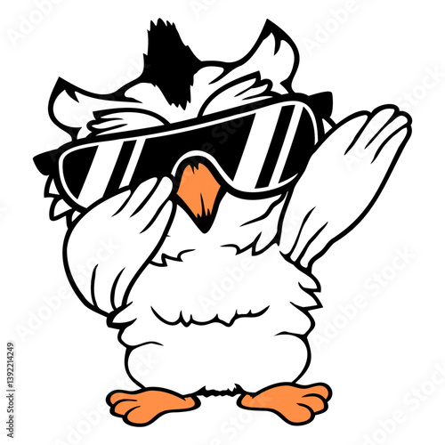Owl dabbing dab dance pose gesture sunglasses cute Isolated Vector Graphic Design Illustration
