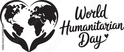 World Humanitarian Day background design | Depicting Hands Holding Heart Shaped Earth | Banner template | Care help | vector illustration for world humanitarian day 