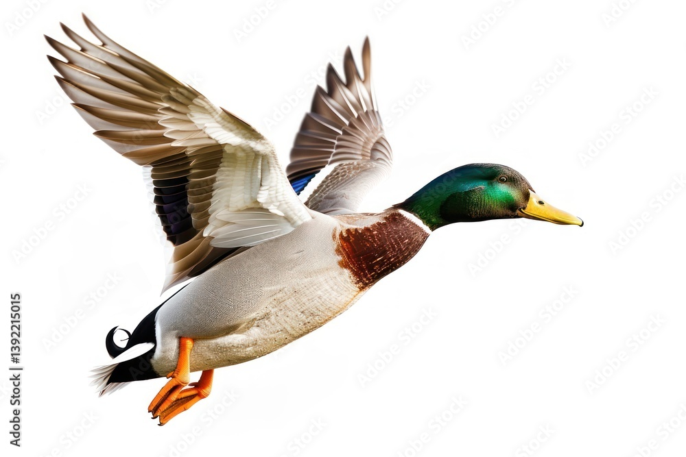 Obraz premium Colorful duck flying gracefully