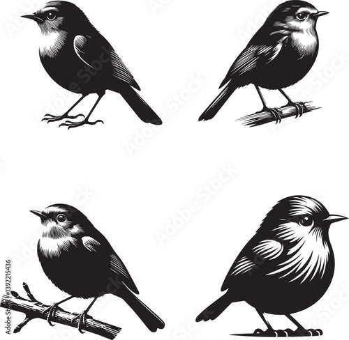 Charming Robin Bird Vector Illustration – Iconic Songbird Design for Nature and Seasonal Projects