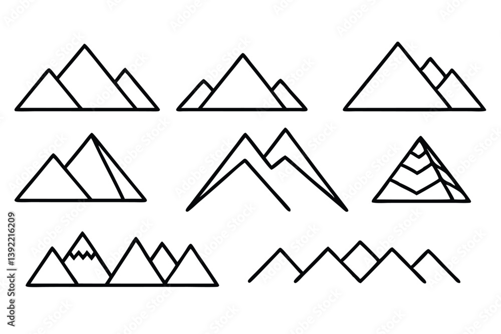 Mountains Line Art Scenic Artwork for Adventure and Travel Themes Mountains Line Art Scenic Artwork for Adventure and Travel Themes