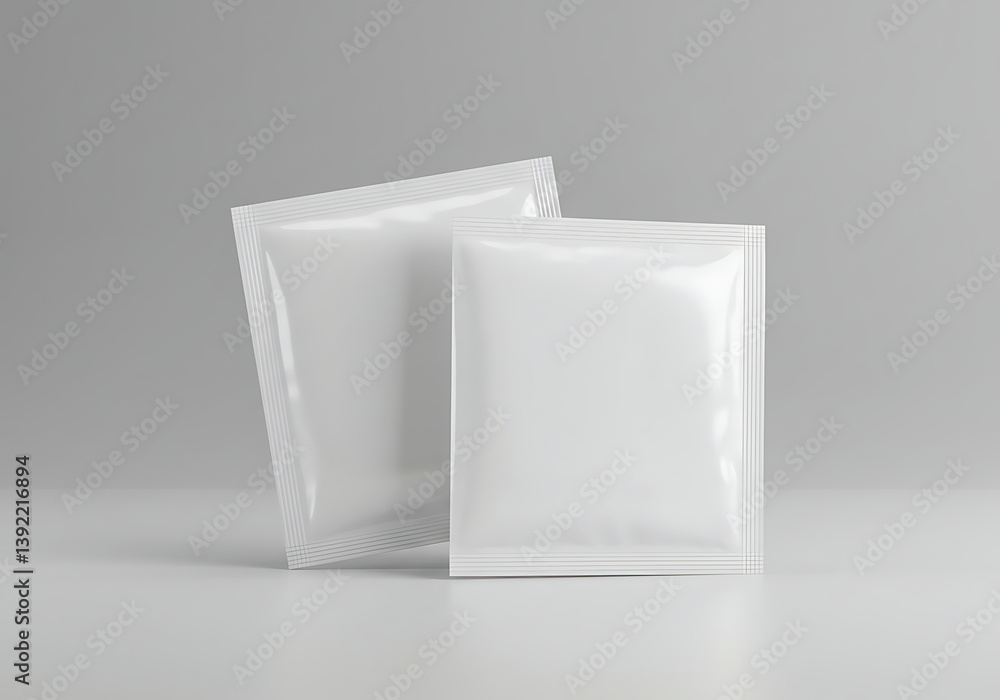 Stock photo of white blank sachet mockup packaging for product design Stock photo of white blank sachet mockup packaging for product design