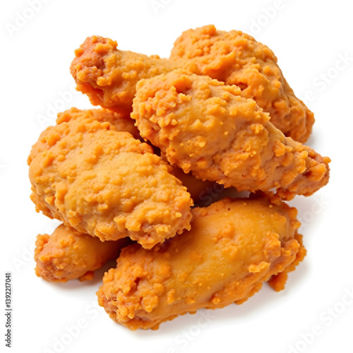 Crispy Fried Chicken Drumsticks Isolated on White Background – Golden Brown Crunchy Chicken Wings for Menu or Recipe Use