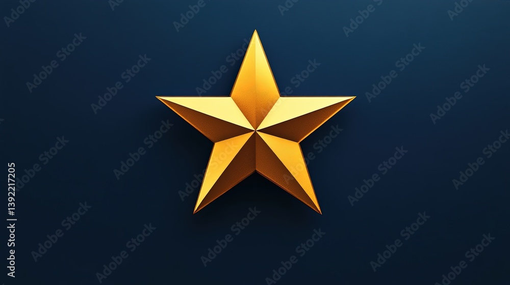 A minimalist star icon in gold, with clean, straight edges and sharp points, set against a dark blue background for a striking contrast. A minimalist star icon in gold, with clean, straight edges and sharp points, set against a dark blue background for a striking contrast.