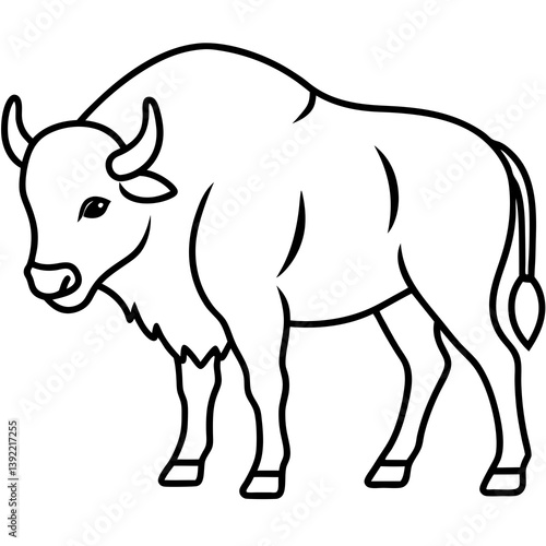 One-Line Bison Art Vector Graphic