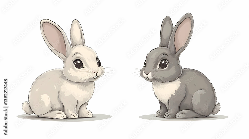 Fototapeta premium drawing cartoon rabbits illustration