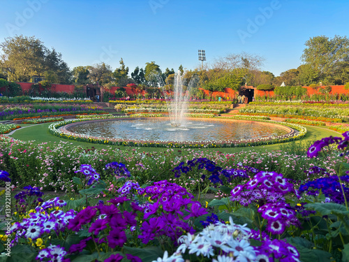 Scenic View of Amrit Udyan, located at Rashtrapati Bhavan, New Delhi, formerly known as Mughal Gardens