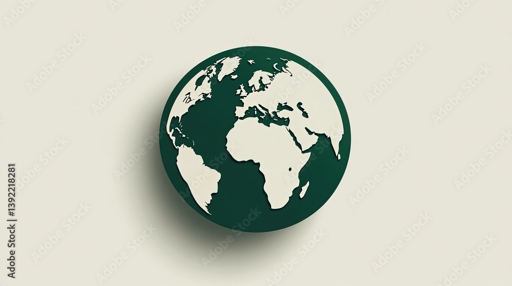 A minimalistic globe icon with clean, curved lines representing latitude and longitude, in dark green on a light grey circular background. A minimalistic globe icon with clean, curved lines representing latitude and longitude, in dark green on a light grey circular background.
