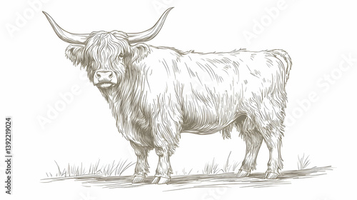 highland cattle drawing illustration