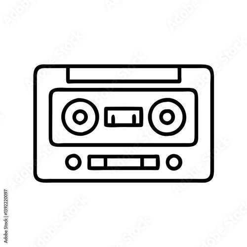 Cassette tape vector icon illustration retro audio music technology sound recording vintage design element