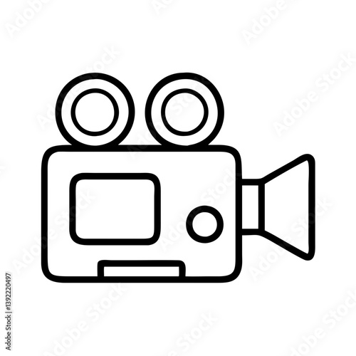 Vintage movie camera icon vector illustration for film production and video recording projects design,  char