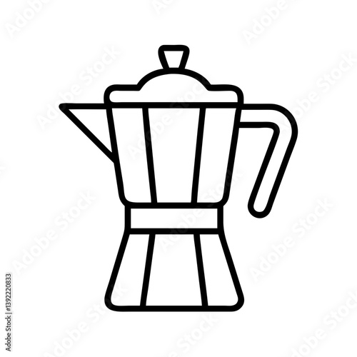 Italian stovetop espresso maker moka pot coffee maker outline vector illustration for cafe design 