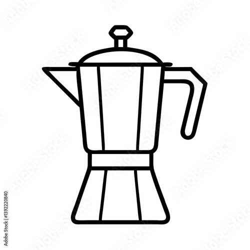 Outline drawing of a moka pot espresso maker for coffee brewing and kitchen appliance illustration vector