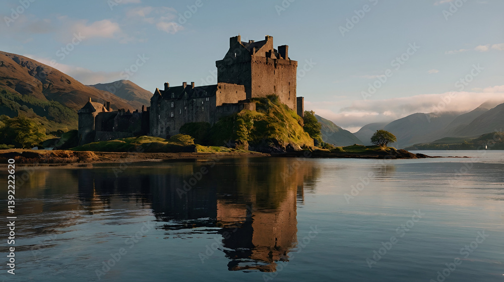 Eilean Donan castle , View in morning Eilean Donan castle , View in morning