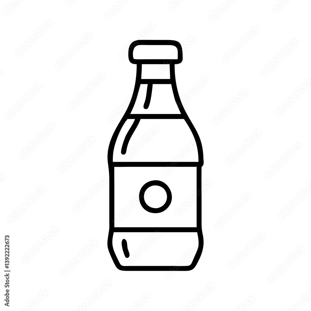Outline drawing of a glass bottle for juice, water, or soda beverage product packaging and branding design Outline drawing of a glass bottle for juice, water, or soda beverage product packaging and branding design