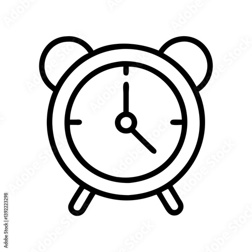 Alarm clock vector icon illustration wake up time reminder retro style clock face simple design for graphics 