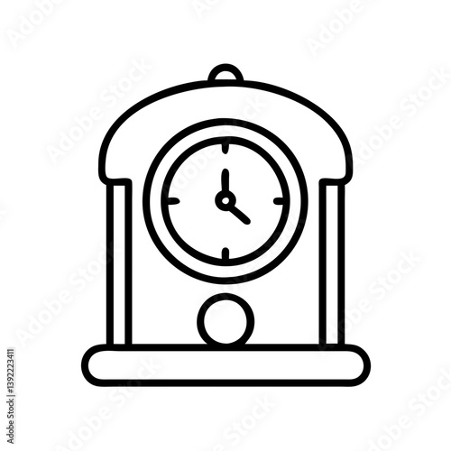 Vintage mantel clock vector illustration antique timepiece design home decor timekeeping icon line art style  char
