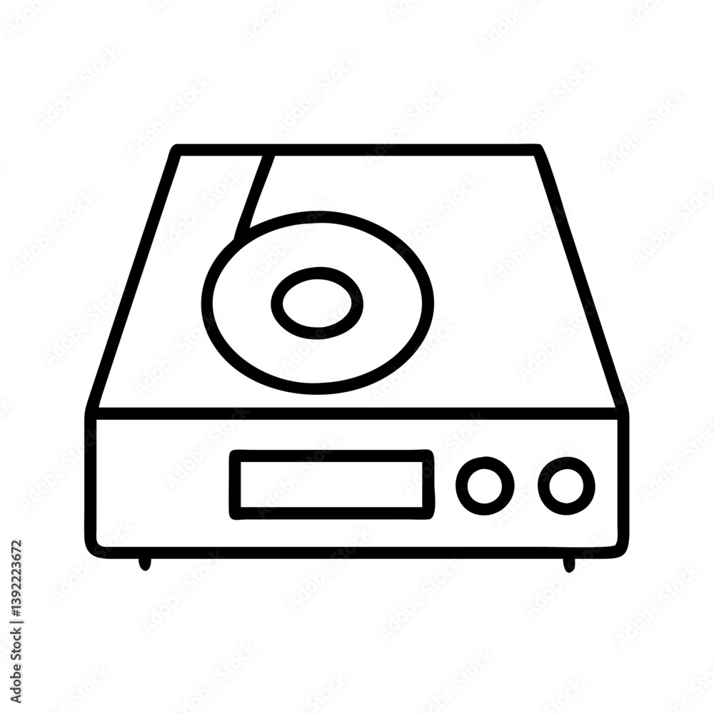 Outline record player vector art for dj music turntable design and vintage audio equipment illustration Outline record player vector art for dj music turntable design and vintage audio equipment illustration