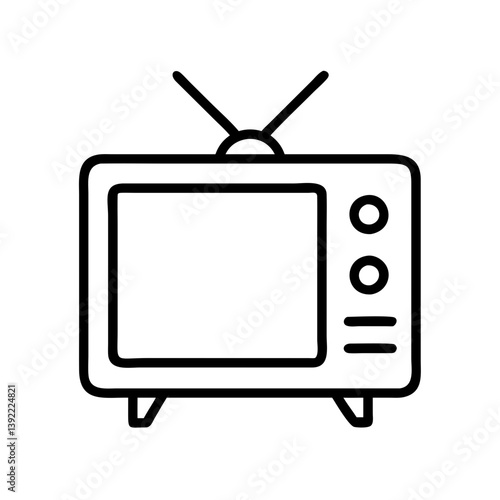 Vintage television set icon vector illustration for retro tv design and media technology concept use 
