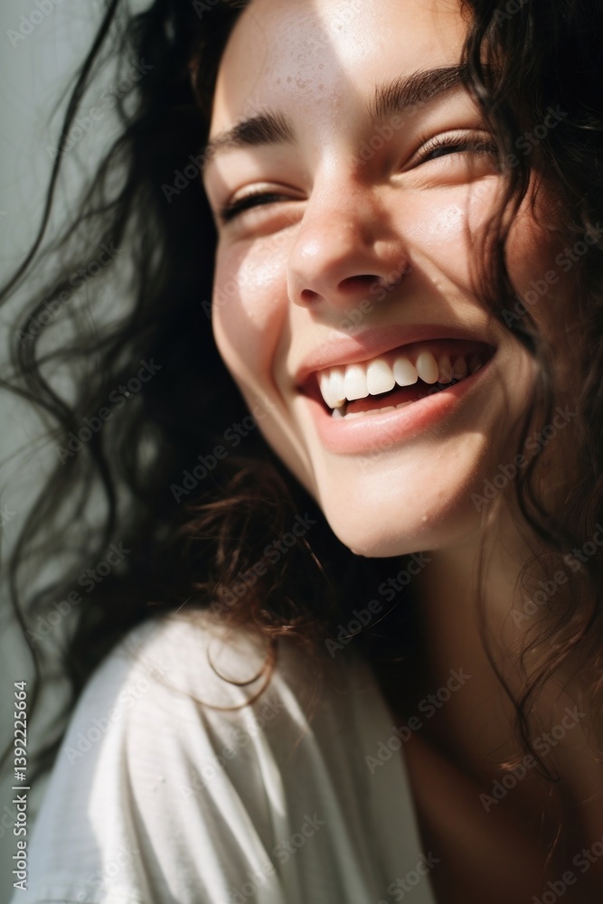 Natural face laughing adult smile.