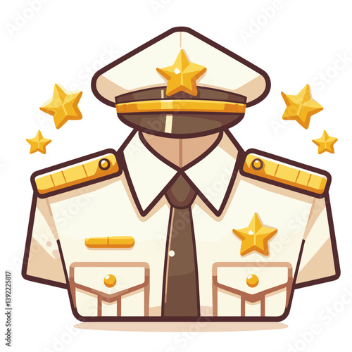 Military officer uniform with gold stars and medals in cream color. Perfect for armed forces recognition, leadership roles, and professional authority illustrations.
