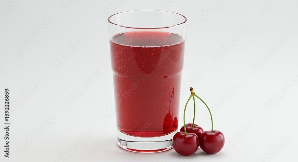 Refreshing Cherry Juice in Glass with Fresh Cherries Still Life Refreshing Cherry Juice in Glass with Fresh Cherries Still Life