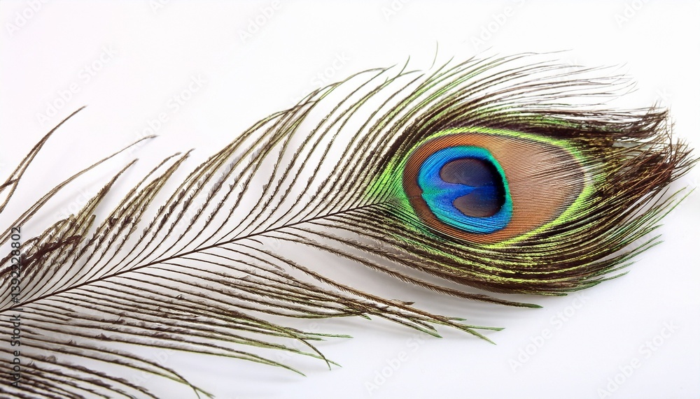 Fototapeta premium peacock feather on white background